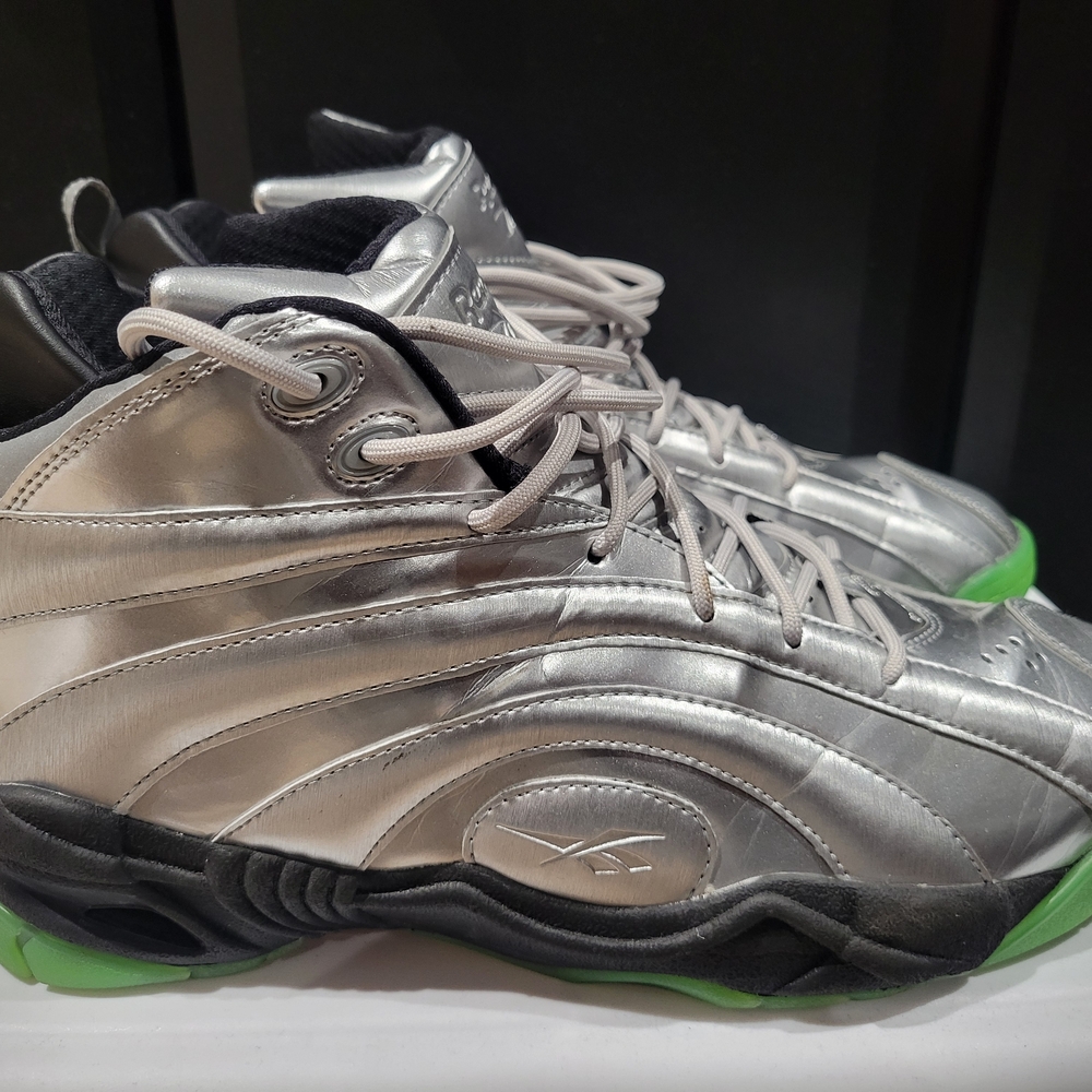 Reebok Shaqnosis Metallic Silver Black/Green  Sneakers